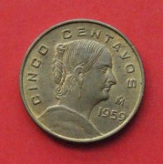 5 Centavos  1959 r -  Meksyk Josefa Ortiz de Dominguez  stan !