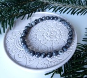 Bransoletka męska Larvikit Rękodzieło kamienie naturalne 