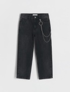 RESERVED Czarne JEANSY 170 Spodnie z łańcuchem Szerokie dżinsy NOWE