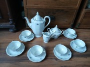 Stary serwis kawowy na 6 osób KPM Rubens z czarną róża