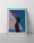 Plakat mężczyzna sylwetka geometryczny różowy niebieski 50x70 cm B2 z ramą