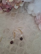 Kolczyki handmade srebro z naturalnych kamieni granat perły 