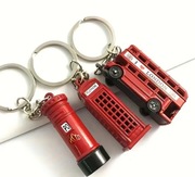 Brelok Londyn metalowy | Czerwony bus, budka telefoniczna,skrzynka pocztowa