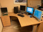 Biurko narożnikowe lewe z przystawką w postaci szafki z szufladami