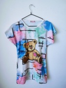 Bluzka dziewczęca 146 Miś teddy tie dye kolorowa bawełna cute summer