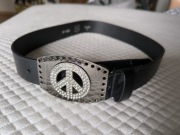 Pasek damski czarny z błyszczącą klamrą Pracę pokój pacyfka S skóra 