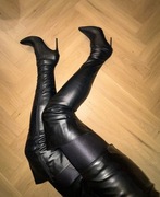 Kozaki za kolano 11cm Trans zapinane z boku rozmiar 45 29cm