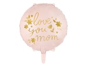 Balon foliowy ''Love you mom'', 45 cm, różowy, PartyDeco