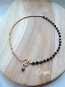 Naszyjnik onyks hematyt stał chirurgiczna kamienie naturalne toggle