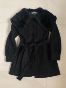 Yoshe wełniany płaszcz z futerkiem 