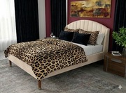 Stylowe Łóżko Tapicerowane 160x200 cm | Beżowe | Glamour |