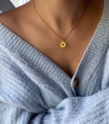 ZŁOTY wisiorek łańcuszek NASZYJNIK SŁOŃCE stal