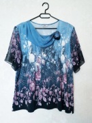 bluzka, rozm. XL, vintage, retro, prl, kwiaty, unikat, przewiewna