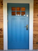 Drzwi ANGIELSKIE z szybą + szprosy 