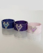 Kolorowy pierścionek Serce z koralików japońskich Miyuki, handmade