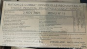 Francuska wojskowa racja żywnościowa dobowa - menu 14