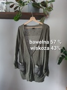 Sweter kardigan damski z długim rękawem cienki zielony khaki H&M S