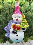 Bombka Bałwanek z sercem i choinką  02BF Prezent ! Okazja ! Ozdoba Szklana