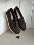 Eleganckie mokasyny damskie z naturalnego zamszu czekoladowe 39 (24,5 cm)