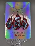 Ręcznie robiony zestaw biżuterii z kamyczkami,naszyjnik i kolczyki handmade