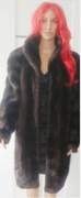 Futro sztuczne długie ekologiczne futerko brązowy czarny płaszcz kożuch