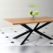 Stół industrialny z litym blatem drewnianym - loft