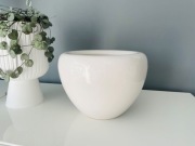 Osłonka doniczka biała ceramiczna wys. 14 cm
