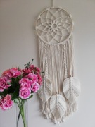 Łapacz snów, makrama na kole, styl boho, dekoracja ścienna 