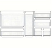 Zestaw organizerów do szuflad 4 rozmiary przezroczyste 7 elementów