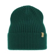 czapka zimowa damska 100% wełna merino, ciemna zieleń, produkcja PL