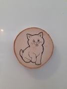 Magnes na lodówkę, podkładka pod kubek. Kotek. 