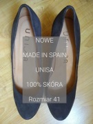 UNISA  Nowe hiszpańskie buty na wysokim obcasie ze skóry, Rozmiar 41