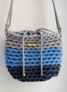 Piękna torebka worek pleciona ze sznurka handmade