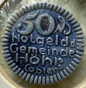 50 Pfennigs Gemeinde Höhr 1921 Coblenz Porcelana