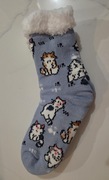 Skarpety ocieplane ABS niebieskie z kotami