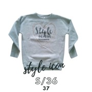 Szara bluza style icon S/36 pudełkowa prążek