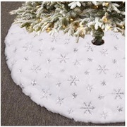 Biało srebrny Koc Pod Choinkę 90 cm Dywanik Podstawka Pod Choinkę