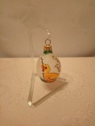 Ozdoba wielkanocna jajko szklane malowane na szklanym stojaku