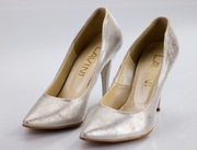 Czółenka Szpilki Srebrne Lavini skóra rozmiar 35