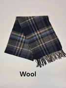 Szal męski Manzini 100% wełna – granatowa kratka, elegancki i ciepły