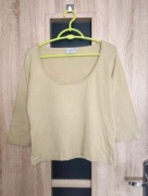 189. Beżowa bluzka dzianinowa rękaw 3/4 rozmiar 38/40