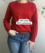 Sweter wool wełna kaszmir adagio m czerwony miękki