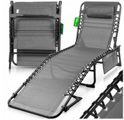 LEŻAK OGRODOWY SKŁADANY LEŻANKA ŁÓŻKO FOTEL PLAŻOWY Z KIESZONKĄ I PODUSZKĄ