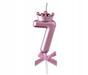 Świeczka cyfra 7 z koroną na tort urodzinowa
