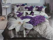 Pościel 160x200 Szara Kwiaty 4 cześciowa