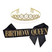 Nowa satynowa szarfa plus korona diadem Birthday Queen, Urodziny,Przyjecie