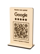 Tabliczki kod QR reklama opinia Google gwiazdki personalizowana drewniana