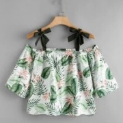 Bluzka boho na wiązanych ramiączkach plus size