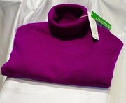 Benetton sweter golf purpurowy XL/XXL 100% kaszmir etro vuitton zegna kenzo