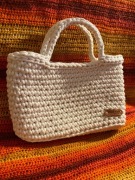 Torebka biała ze sznurka bawełnianego  3 mm na szydełku, rękodzieło. 